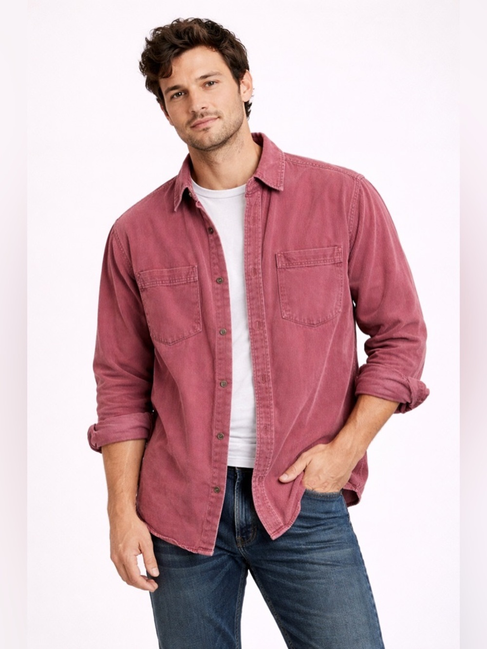 Vintage Buckley Bay Shirt Mens Medium Pinkish Red Western Shacket